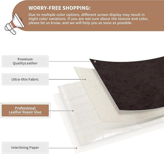 ONine Leather Repair Patch, Self-Adhesive Couch Patch, Multicolor Available Scratch Leather 16X60 Inch Peel and Stick for Sofas (New Dark Brown)