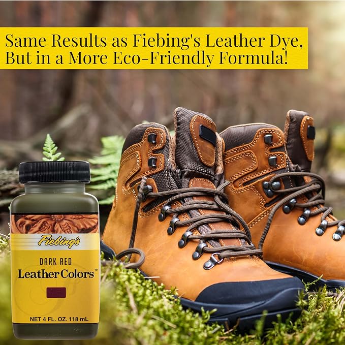 Fiebing's LeatherColors (4 Fl Oz, Dark Red) - Leather Dye for Natural Leather - Water-Based, Non-Flammable Formula - Permanent & Penetrating Color for Shoes, Boots, Furniture - Safe for Institutions