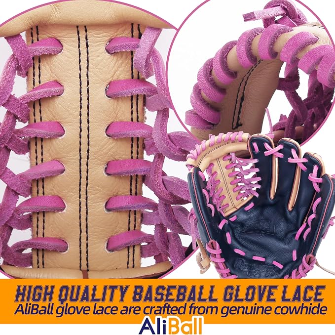 Baseball Glove Lace, 2 Pcs Authentic Cowhide Lace 79 Inch, Perfect Quick Repair Baseball Glove Repair Lacing Kit