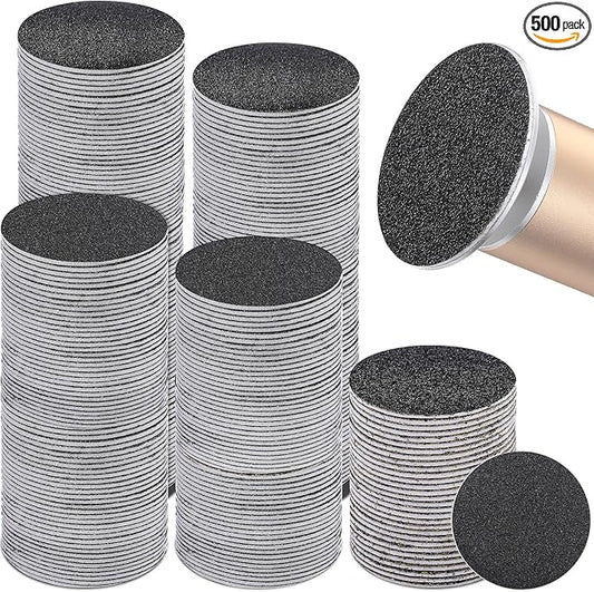 Gisafai 500 Pcs Sanding Replacement Pad Sandpaper Disk for Electric Foot File Callus Remover Tool Black Foot File Disc for Men Women Cracked Heels Dead Skin (60 Grit,80 Grit,100 Grit,180 Grit)
