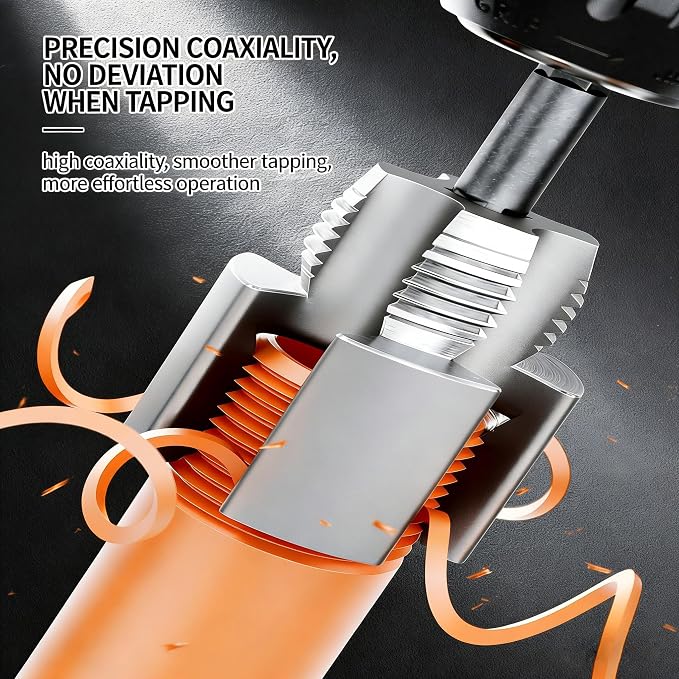 Pvc Pipe Threader, Pipe Tapping and Threading Tool, 4 in 1 Water Pipe Threader, Pipe Thread Cutting Tools for 1/2'' 3/4'' 1'' Dies, External & Internal Pipes Threader, Water Pipe Threading Tool