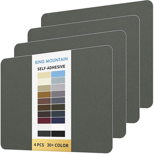 KING MOUNTAIN Canvas Repair Patch 9 x11 Inch 4 Pcs Self-Adhesive Waterproof Fabric Patch for Sofas, Tents, Furniture,Tote Bags, Car Seats (Dark Grey 2.0)