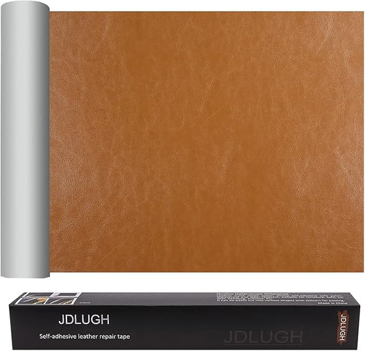 JDLUGH Sofa Leather Repair Patch Tape, Large Self Adhesive Couch, Car Seat, Office Chair, Leather Furniture, Vinyl Repair Patch Kit for Furniture (15 * 60 Inch, Yellow-brown2.0)