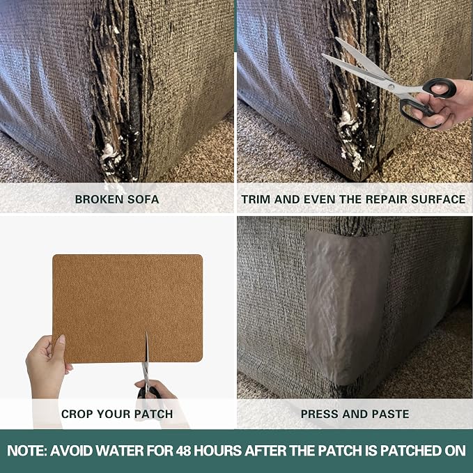 Azobur Couch Patch Repair Fabric,Microfiber Fabric, Self-Adhesive, for Sofa Repair and Upholstery, 2 Pieces, 9.5 x 11 inches (Dark Brown)