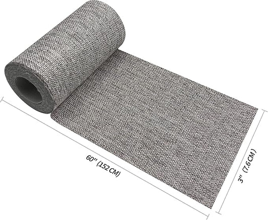 King Mountain Premium Linen Fabric Iron-on Repair Patch, Inside&Outside 3"x60" With Backing Glue, Decorative Kit (Medium Grey)