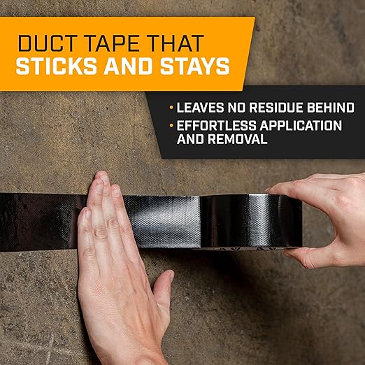 Lockport Duct Tape Heavy Duty Waterproof,20 Yards x 2 Inch,Strong Adhesive Roll for Indoor & Outdoor Repair,No Residue,Tear by Hand - Duct Tape Bulk Value (Black, 1 Pack)