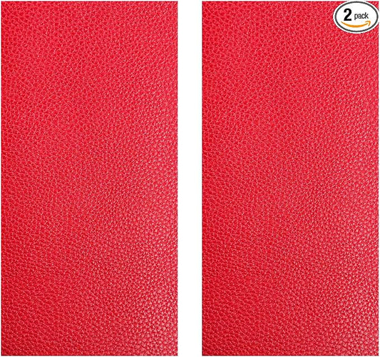 2 PCS Leather Repair Patch Tape, 4 x 8 Inch PU Vinyl Repair Patches for Car Upholstery Seat, Waterproof Self Adhesive Leather Tape Repair Kit for Furniture Couches Chairs (Red)