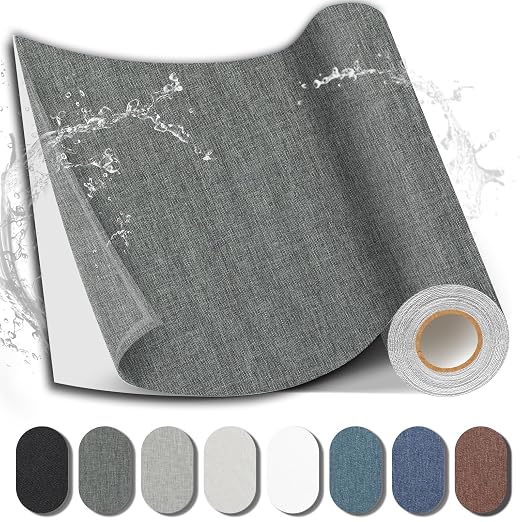 Fabric Repair Patch, 17X158 Inch Fabric Large Repair Tape, Self-Adhesive Patches for Furniture, Sofa, Car Interior, Shoes, Hand Bag, Clothing (Dark Grey, 17X158 Inch)