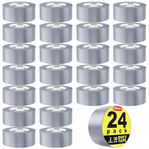 24-Pack Silver Heavy Duty Duct Tape Strong Adhesive, 2 Inch x 720 Yd, Duct Heavy Duty Waterproof All Weather Gray Duct Tape, Duct Tape Bulk for Outdoor Use