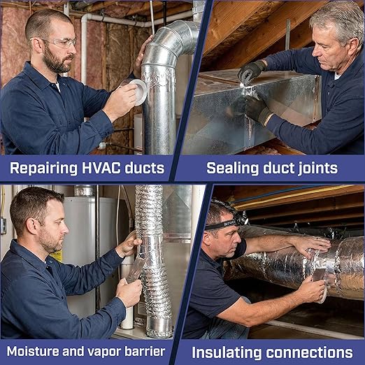 Bates- Aluminum Foil Tape, 2 Inch x 25 Yard, 3.6 Mil, 2 Pack, HVAC Heat Tape for Ductwork, Dryer Vent, Air Conditioning, Furnace, Pipe Insulation, Waterproof, Flame, UV & Chemical Resistant