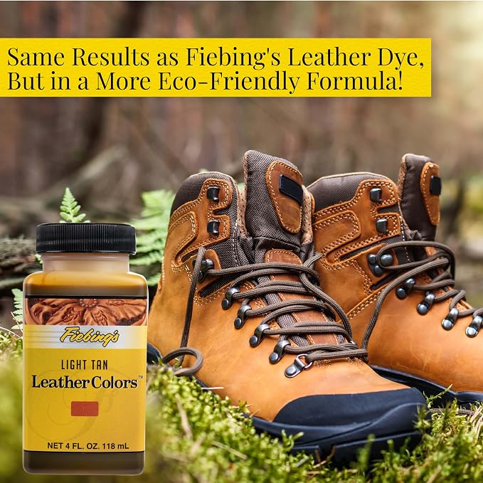 Fiebing's LeatherColors (4 Fl Oz, Light Tan) - Leather Dye for Natural Leather - Water-Based, Non-Flammable Formula - Permanent & Penetrating Color for Shoes, Boots, Furniture - Safe for Institutions