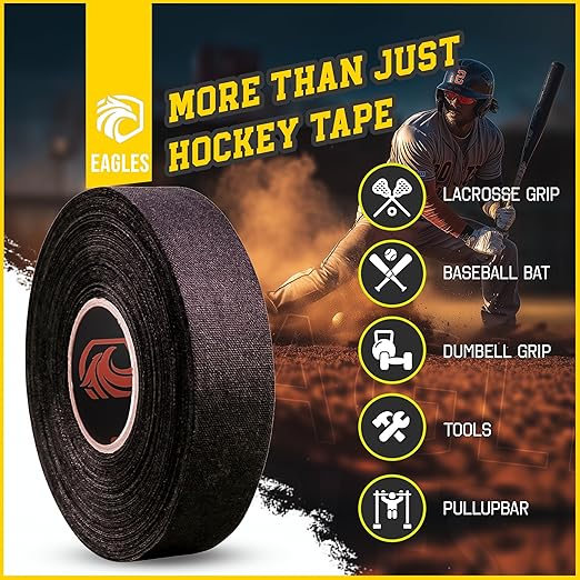 EAGLES Hockey Tape Multipurpose Cloth Tape Roll for Lacrosse Baseball & Softball Bats, Rackets, Pullup Bars, Gardening Tools, Sports Gift Perfect for Wrist, Ankle, Foot, Knee and Hand Taping