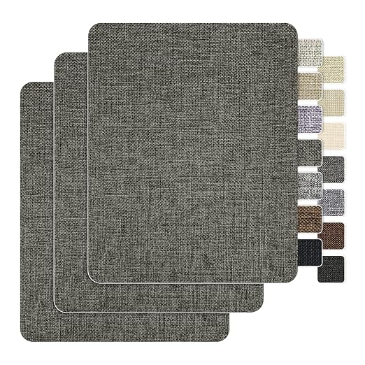 BESEZX Linen Fabric Repair Patch，3 PCS 9 * 11 Inch Self-Adhesive Couch Fabric Patch for Furniture, Sofa, Chair, Upholstery. (Coarse,Dark Grey1.0)