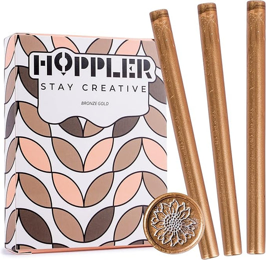 Hoppler 20 Bronze Gold 7mm Sealing Wax Sticks for Crafts, Envelopes, and Gifts