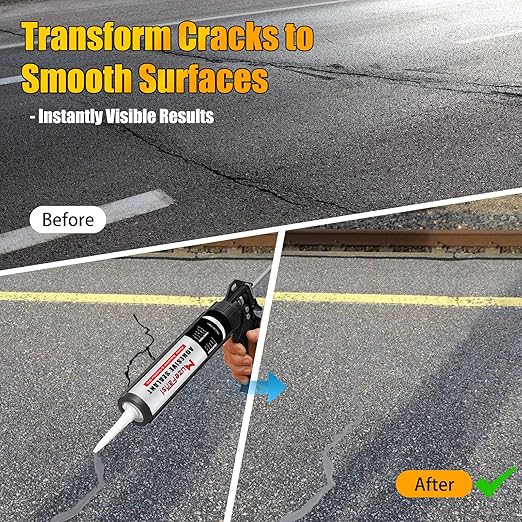 6 Pack Concrete Crack Filler, Concrete Crack Repair Sealant Gray, Self-Leveling Waterproof Joint Filler for Expansion Joints & Horizontal Cracks (10.1 fl oz, 6 Pack)