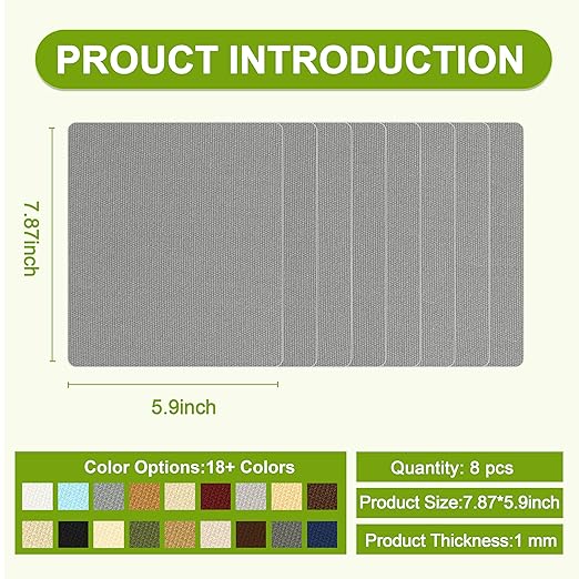 Besezx Canvas Repair Patch,Outdoor Gear Patch, 7.87x5.9 Inches 8PCS,Waterproof Self-Adhesive Fabric Repair Tape for Repairing Boat Covers,Sun Shades,Sofas,Tents,Lounge Chairs,Awnings (Grey)