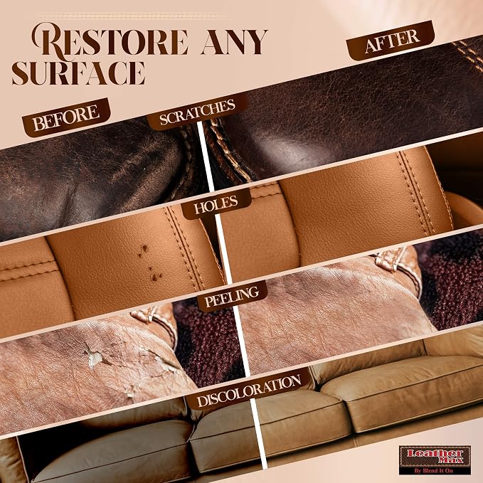 Leather Max Grey Mix Vinyl and Leather Repair Kit - Restorer of Your Furniture, Jacket, Sofa, Boat or Car Seat, Easy Instructions to Match Any Grey Color, Restore Any Material, Bonded, Italian