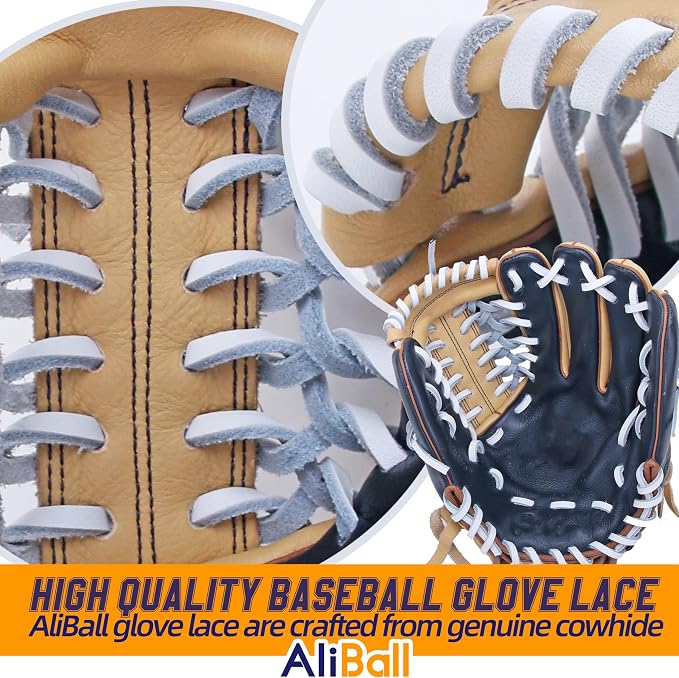 Baseball Glove Lace, 2 Pcs Authentic Cowhide Lace 79 Inch, Perfect Quick Repair Baseball Glove Repair Lacing Kit