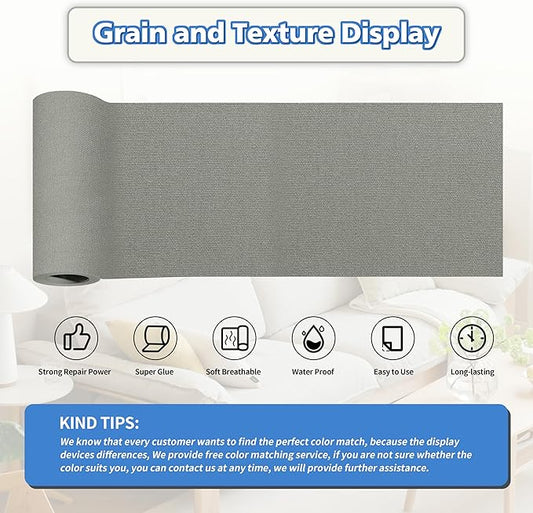KING MOUNTAIN Canvas Repair Tape,Outdoor Gear Patch, 4×63 Inches,Waterproof,Self-Adhesive for Repairing Boat Covers,Sun Shades,Sofas,Tents,Lounge Chairs,Awnings (Light Grey-1)
