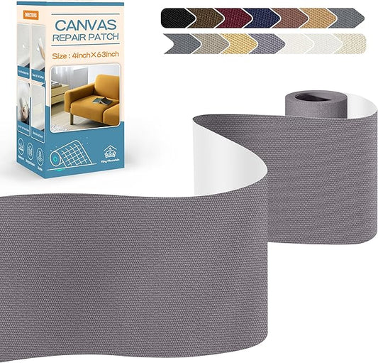 KING MOUNTAIN Canvas Repair Tape,Outdoor Gear Patch, 4×63 Inches,Waterproof,Self-Adhesive for Repairing Boat Covers,Sun Shades,Sofas,Tents,Lounge Chairs,Awnings (Grey)