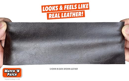 MATCH 'N PATCH Dark Brown Leather Repair Tape, 3" x 72" for Furniture | Realistic Faux Leather Patches for Couch, Sofa, Upholstery, Car Seat & Other Furniture, Vinyl Repair Kit, Self Adhesive Patch