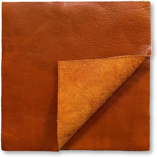 Natural Grain Cow Leathers: 12'' x 12'' Pre-Cut Leather Pieces (Whiskey Distressed, 1 Piece)