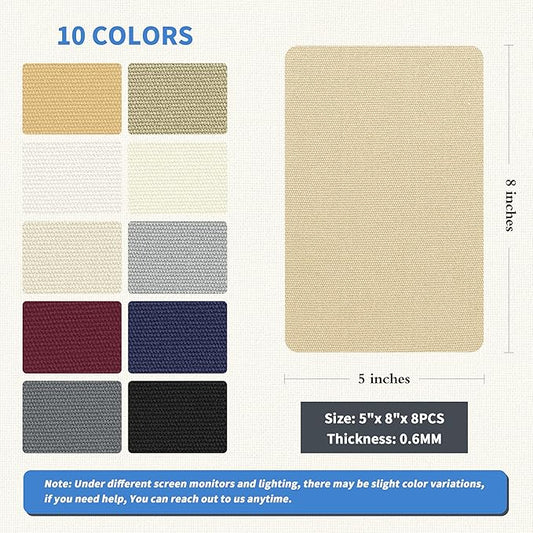 KING MOUNTAIN Canvas Repair Patch 5×8 Inch 8 Pcs Self-Adhesive Waterproof Fabric Patch for Sofas, Tents, Furniture,Tote Bags, Car Seats (Khaki)