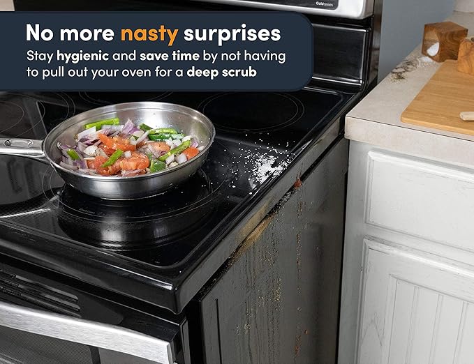 Linda’s Essentials Silicone Stove Gap Covers (2 Pack), Heat Resistant Oven Gap Filler Seals Spaces Between Stovetop and Counter, Easy to Clean Stove Side Guard (25 Inches, White)