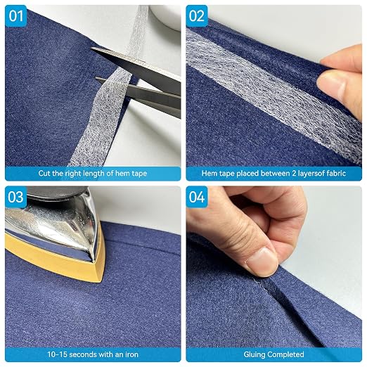 Cottnation Iron On Hem Tape, Fabric Fusing Hemming Tape: 0.4 Inch x 70 Yards Medium Weight Adhesive Web, No Sewing Needed, Ideal for Bonding and Crafting