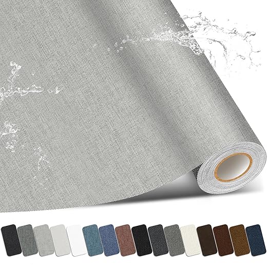 Linen Repair Patch,17X79 Inch Large Self-Adhesive Fabric Repair Tape, Linen Fabric Repair Patch for Couch, Furniture, Car Interior, Sofa and Cushion(Grey, 17X79 Inch)