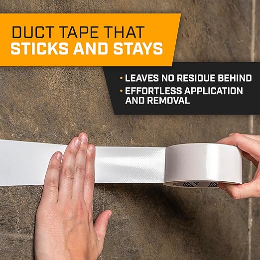 Lockport Duct Tape Heavy Duty Waterproof,20 Yards x 2 Inch,Strong Adhesive Roll for Indoor & Outdoor Repair,No Residue,Tear by Hand - Duct Tape Bulk Value (White, 3-Pack)