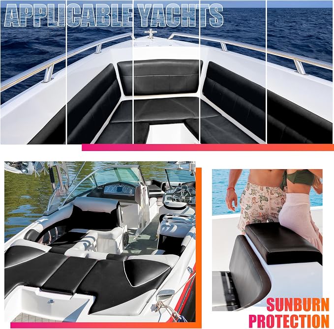 Marine Vinyl Upholstery Faux Leather: Meneng Black Grain Faux Leather 54"x36" Marine Vinyl Fabric Waterproof Durable for DIY Upholstery Boat Car Sofa
