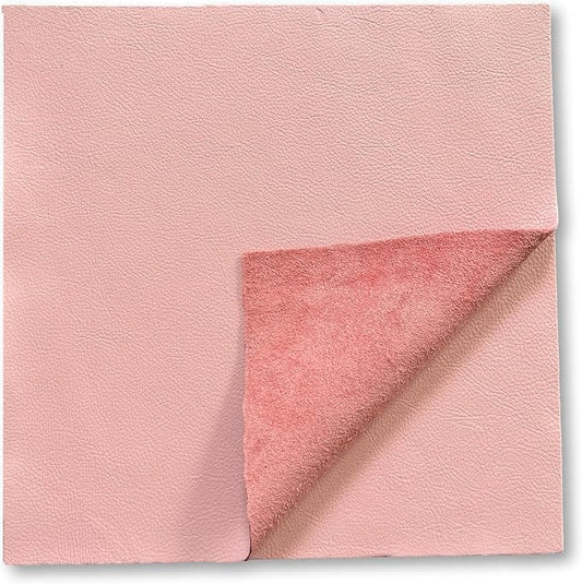 Natural Grain Cow Leathers: 12'' x 12'' Pre-Cut Leather Pieces (Pink, 1 Piece)
