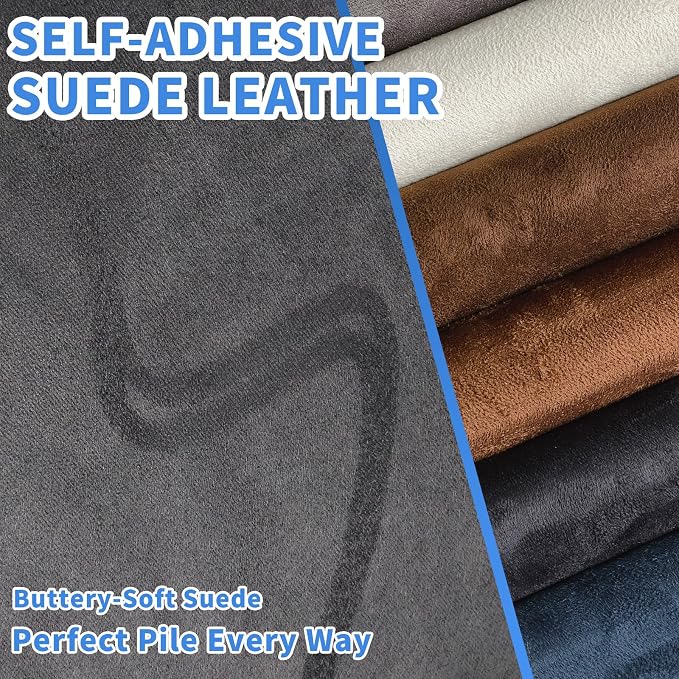 Suede Repair Patch, Large Faux Suede Leather Fabric，Self-Adhesive Fabric Patches for Furniture, Couch, Sofa, Car Interior, Shoes, Hand Bag, Jewelry Boxes ﻿ (Gray, 8x79 inch)