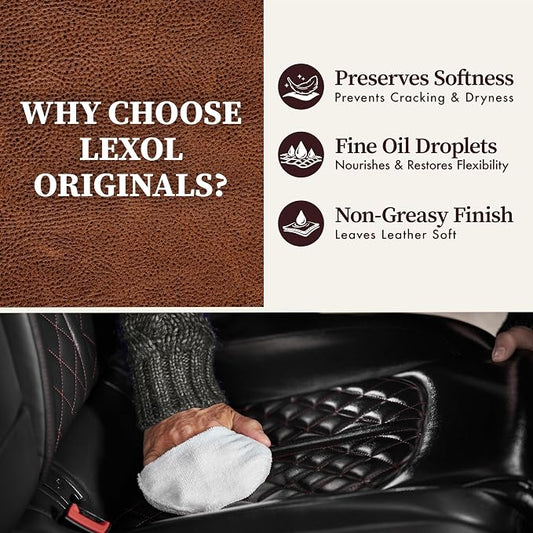 Lexol All Leather Conditioner for Car Seats and Interiors, Couches and Furniture, Shoes and Boots, Bags and Jackets, Baseball Gloves, Horse Saddles, 16.9 oz