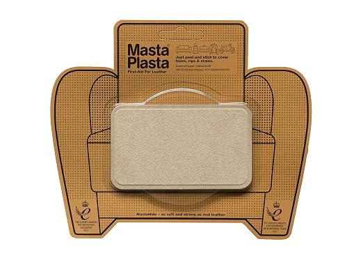 Instant MastaPlasta Suede Premium Repair Patch - Beige Suede - 4in x 2.4in (10cm x 6cm) - Self-Adhesive Suede Upholstery-Quality Patches for Sofas, Car Interiors, Bags, Shoes & More