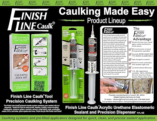 Precision Caulking Tool Pro Pack – Refillable Caulking Syringe Applicator Kit with Micro-Fine Replaceable Tips for Baseboards, Trim, Small Cracks & Detail Sealing