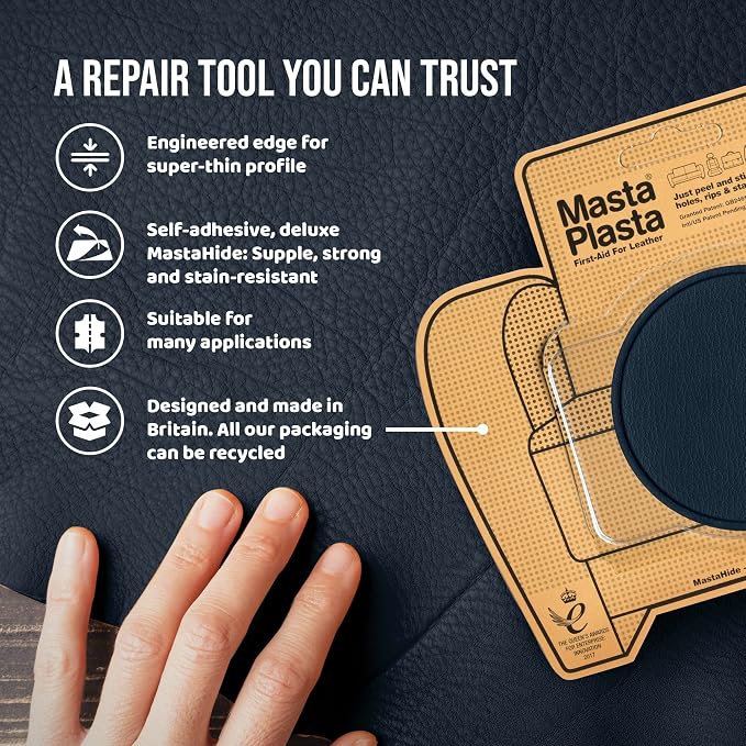 MastaPlasta Premium Leather Repair Patch – 3 Inch Tan Circle – Self‑Adhesive, Upholstery‑Grade, Ready‑to‑Use. Your Professional DIY Repair for Couches, Car Interiors, Bags and More