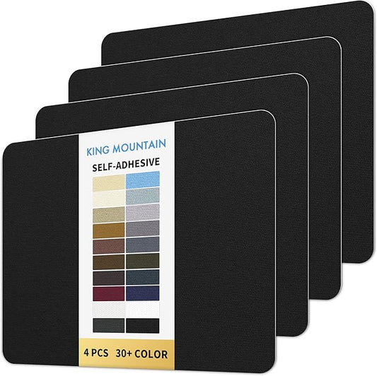 KING MOUNTAIN Canvas Repair Patch 9 x11 Inch 4 Pcs Self-Adhesive Waterproof Fabric Patch for Sofas, Tents, Furniture,Tote Bags, Car Seats (Black)