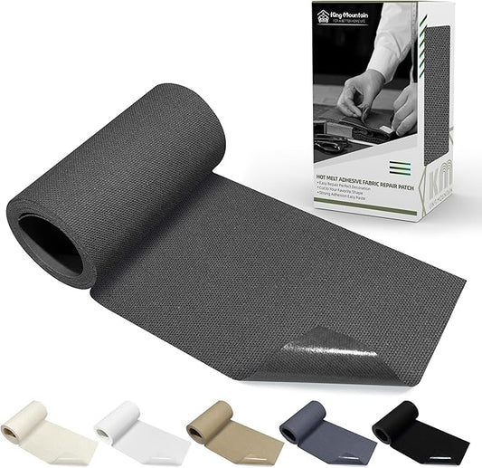 KING MOUNTAIN Canvas Iron on Patch,3"×60",Waterproof 100% Cotton Fabric Repair Patch,Used for Various Sofa,Tent,Clothes,Seats,Suitcases (Medium Gray)