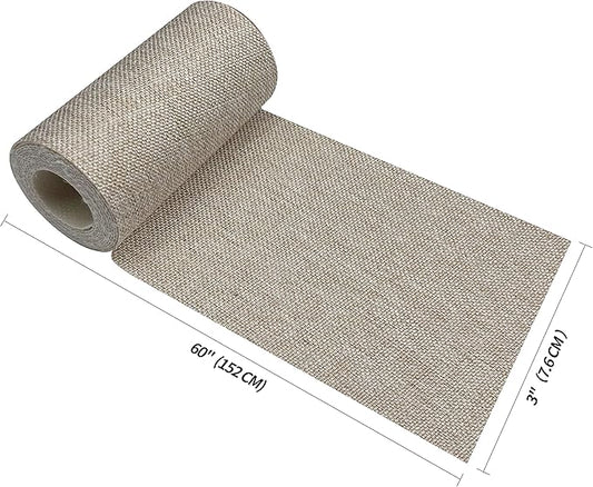 King Mountain Premium Linen Fabric Iron-on Repair Patch, Inside&Outside Fabric Repair Patch, 3"x60" with Backing Glue Linen Repair Decorative Patch kit (Linen-3"x60", Rice Coffee)