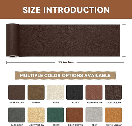 TIANLDD Leather Repair Tape,3.5 x 80 Inches Self Adhesive Leather Repair Patch，Leather Repair Kit for Furniture，Couches,Car Seats,Cabinets,Handbags(Light Coffee-Litchi Grain)