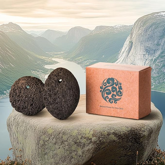 Natural Pumice Stone Set - Lava Foot Scrubber File, Round and Oval Shapes for Effective Exfoliation - Ideal for Cracked Heels, Callus Remover, and Dead Skin Removal - Brown Gray, 2-Pack