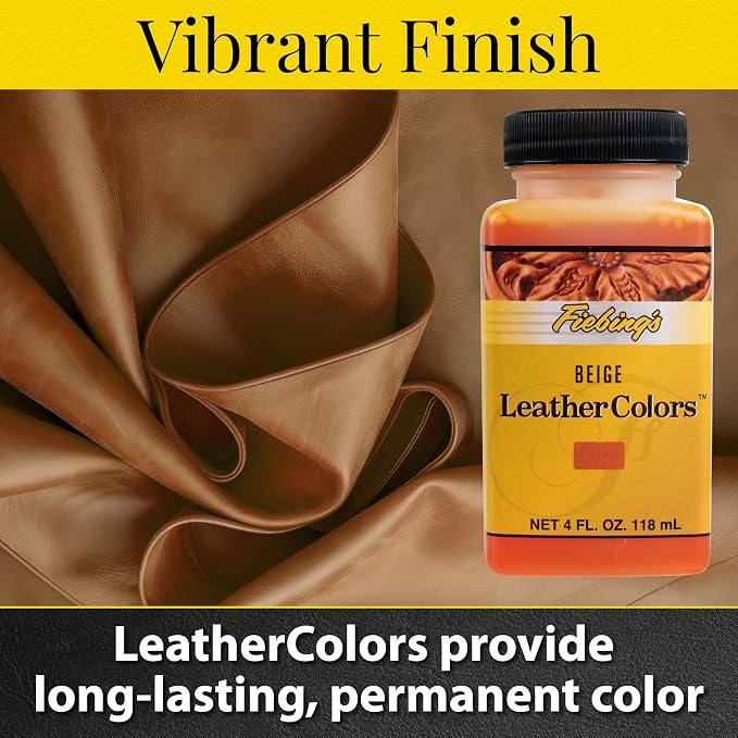 Fiebing's LeatherColors (4 Fl Oz, Beige) - Leather Dye for Natural Leather - Water-Based, Non-Flammable Formula - Permanent & Penetrating Color for Shoes, Boots, Furniture - Safe for Institution Use