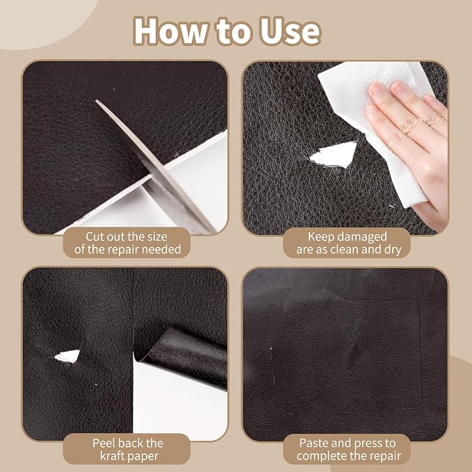 Leather Repair Patch,Self-Adhesive Leather,17X79inch,Self-Adhesive Waterproof,Scratch Resistant,DIY Large Patch for Sofas,Furniture,cabinets,Walls,Motorcycle Seats,car Seats (Dark Brown)
