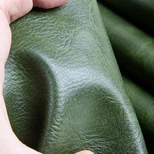 Faux Leather Fabric Sheet, 12 x 54 Inches, Texture Synthetic Material for DIY Crafts, Leather earings,Upholstery, Automotive, Sofa Projects Individual 1/3 Yard Cut (Olive, 1/3 Yard)