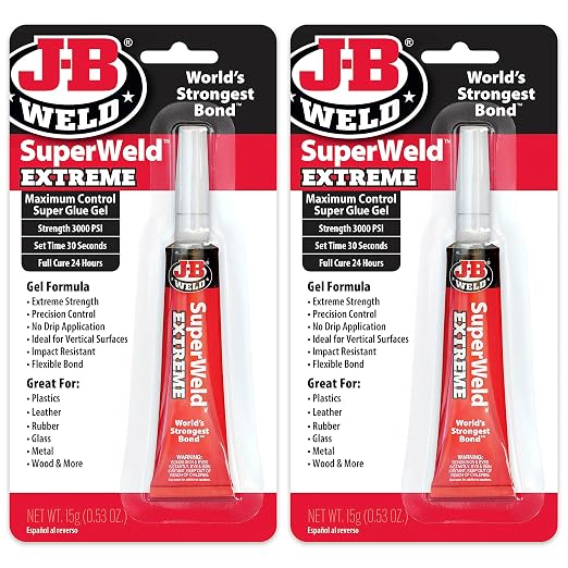 J-B Weld Superglue Gel 15g 2 Pack - SuperWeld Extreme Gel