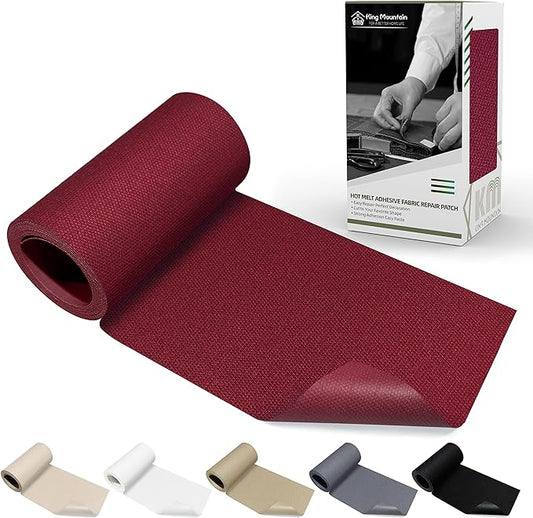 KING MOUNTAIN Canvas Iron on Patch,3"×60",Waterproof 100% Cotton Fabric Repair Patch,Used for Various Sofa,Tent,Clothes,Seats,Suitcases (Burgundy)
