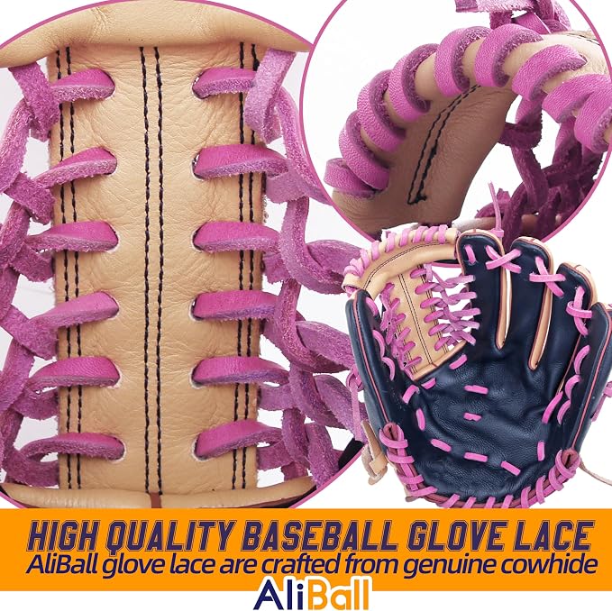 Baseball Glove Lace, 2 Pcs Authentic Cowhide Lace 79 Inch, Perfect Quick Repair Baseball Glove Repair Lacing Kit
