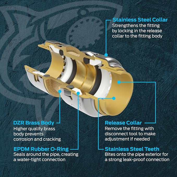 SharkBite Max 1/2 Inch x 1/2 Inch x 18 In. Braided Flexible Repair Coupling Hose, Push-to-Connect Brass Plumbing Fitting, UR3008FX18